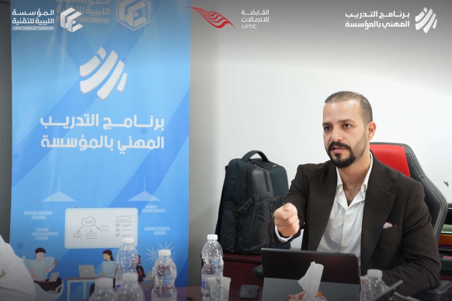 Mohammed Bawendi leading a session on job interviews and body language for LTF Internship Program trainees